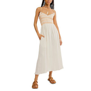 Free People Sweet Nothings Dress Maxi White Orange Cream NWT